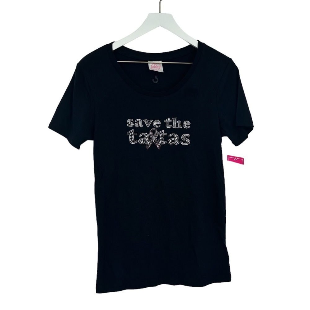Save The Tatas Rhinestone Shirt Size Medium NWT Breast Cancer